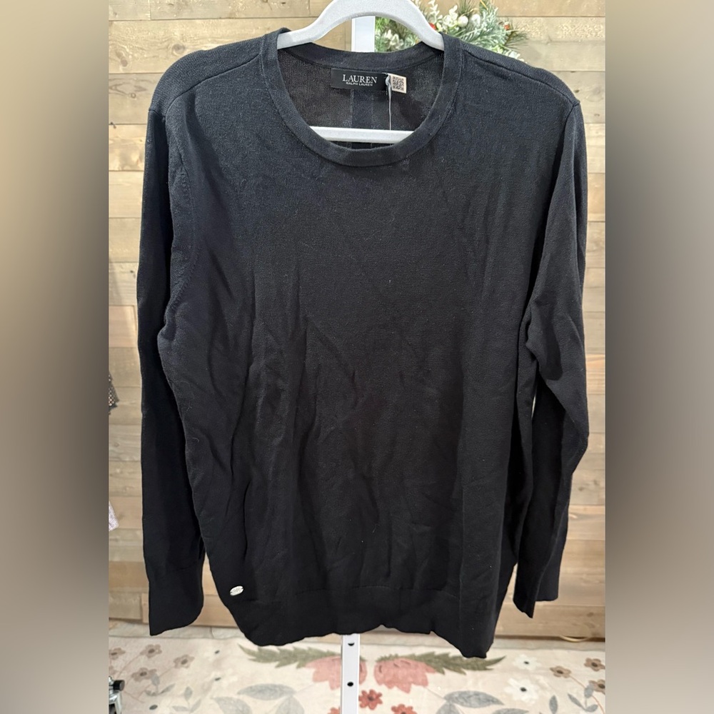 NWT Lauren Ralph Lauren Lightweight black Sweater crew neck size 1X